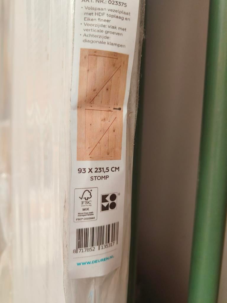 Nieuwe deur eiken fineer 93x231,5, Ophalen of Verzenden, Nieuw
