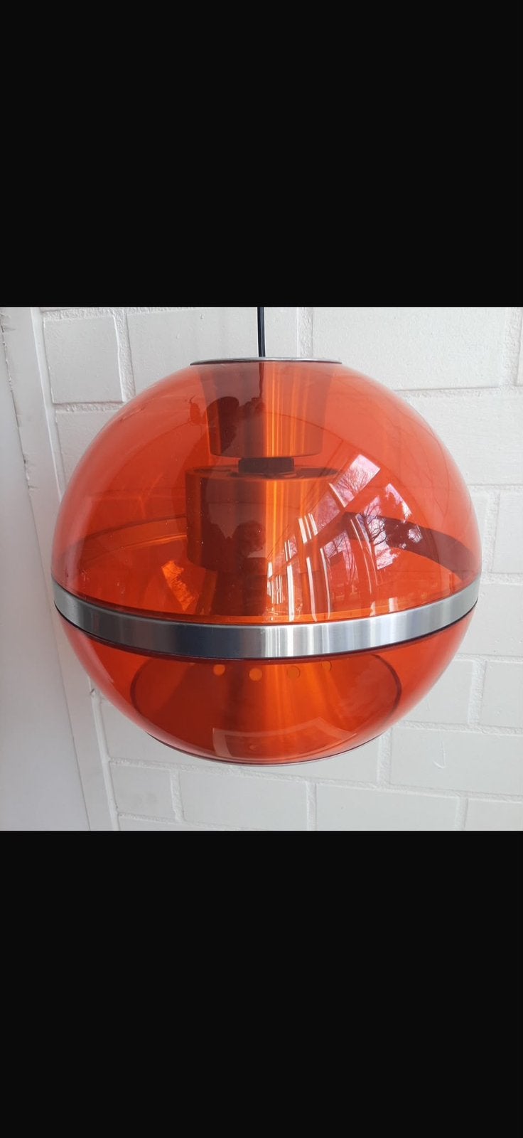Dijkstra oranje transparante bollamp Space age, Ophalen of Verzenden, Zo goed als nieuw, Vintage