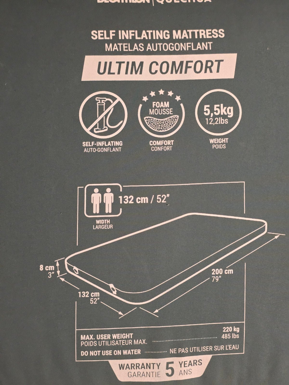 Quechua Ultim Comfort zelfopblaasbaar matras 2-persoons, Caravans en Kamperen, Ophalen of Verzenden, Zo goed als nieuw, 2-persoons