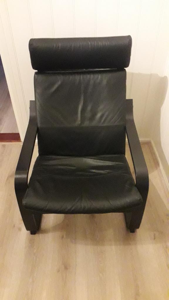 Fauteuil zwart leer MOET SNEL WEG, Gebruikt, 90 cm, Eenpersoons, Zwart