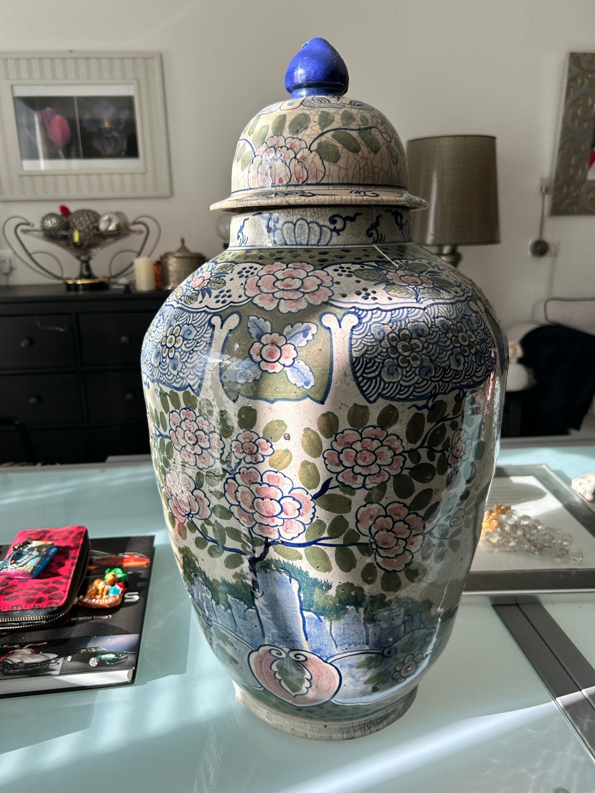Antieke Chinese Rumtopf / Gemberpot met Bloemenpatroon, Ophalen