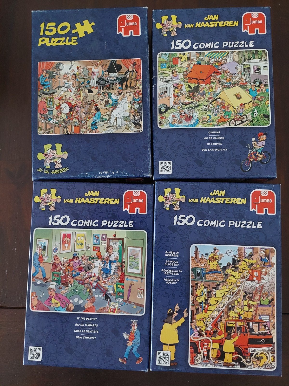 Jan van Haasteren 150 stukjes comic puzzels (4 stuks), Ophalen of Verzenden, Gebruikt, 6 jaar of ouder
