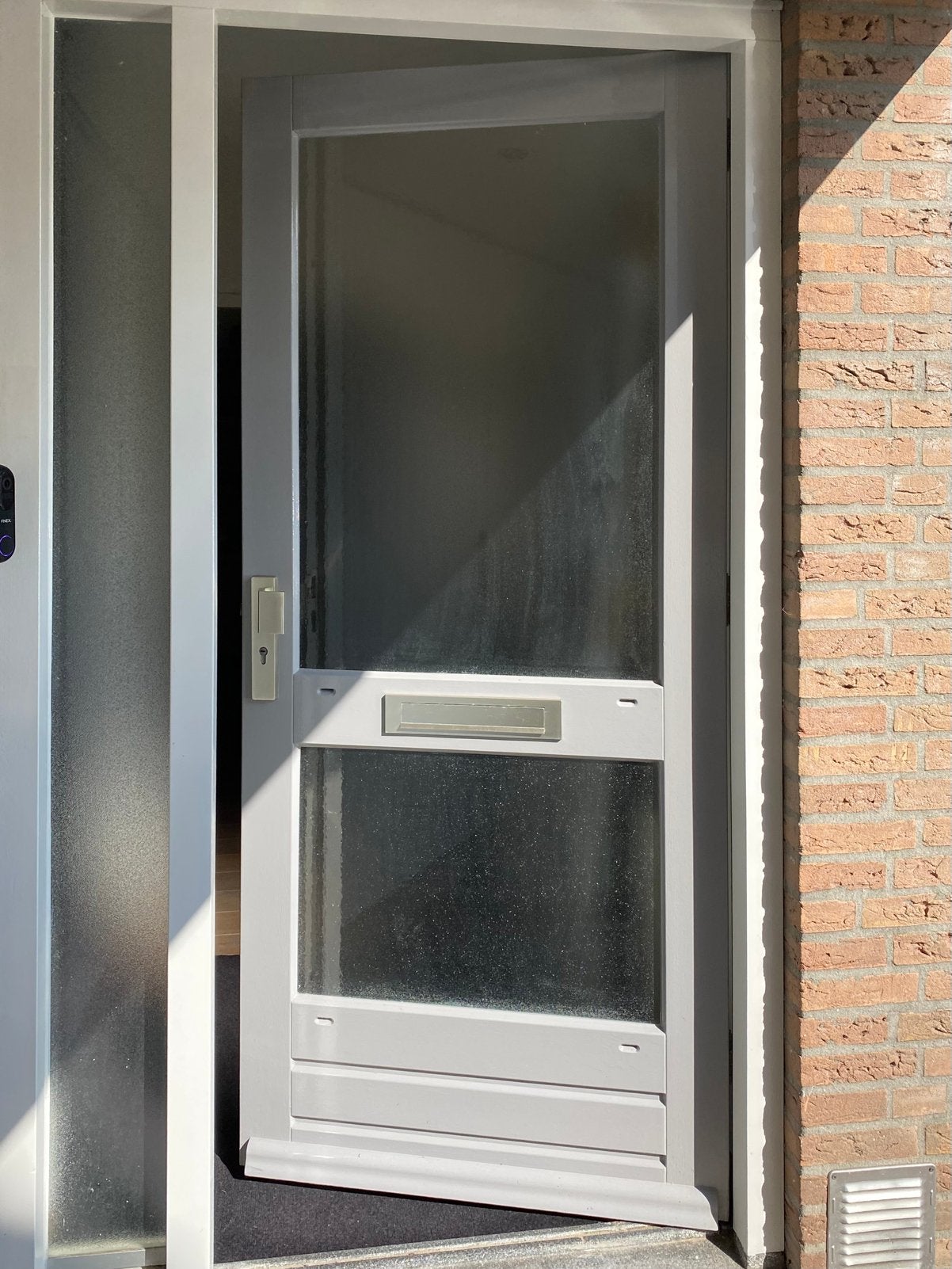 Hardhouten buitendeur 93  x 211,5 cm li-dr, Gebruikt, Overige typen, 150 tot 225 cm, Inclusief glas