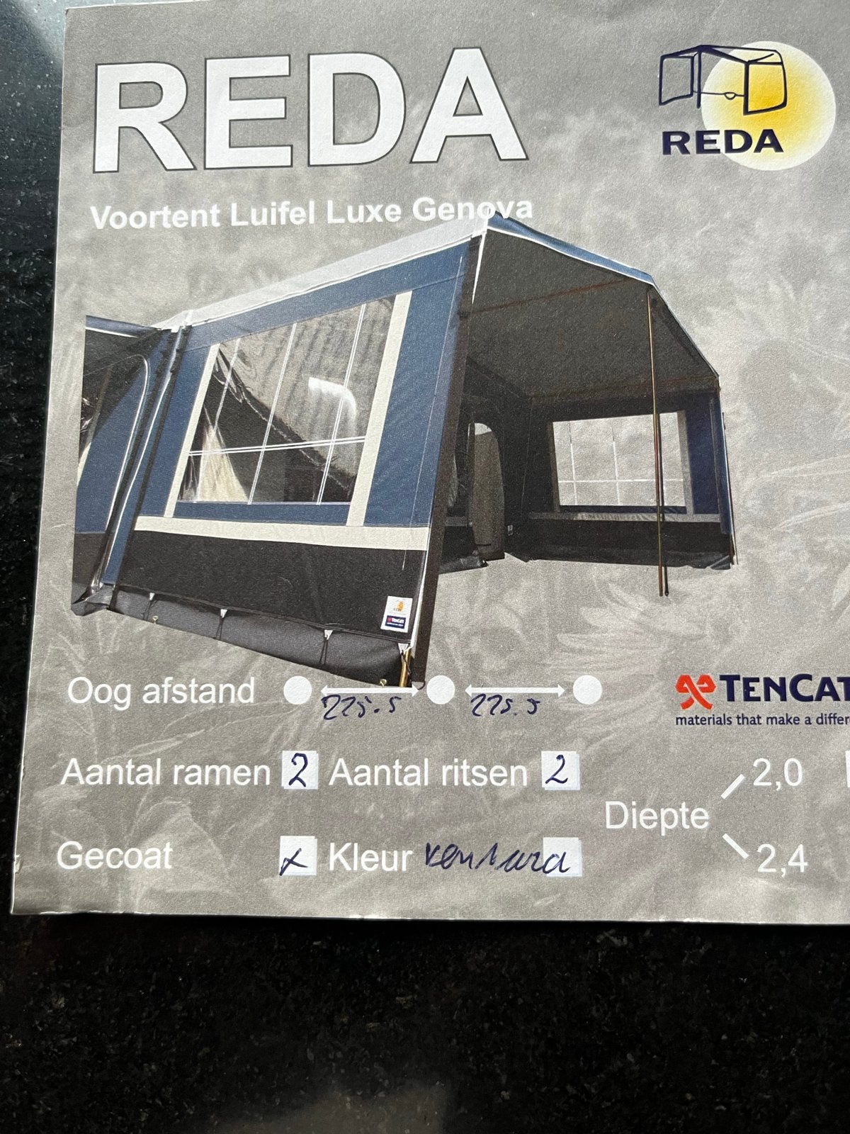 Reda Voortent Luifel Luxe Genova - Zo goed als nieuw, Ophalen, Zo goed als nieuw, Ten Cate All Season 240g/m2, Reda