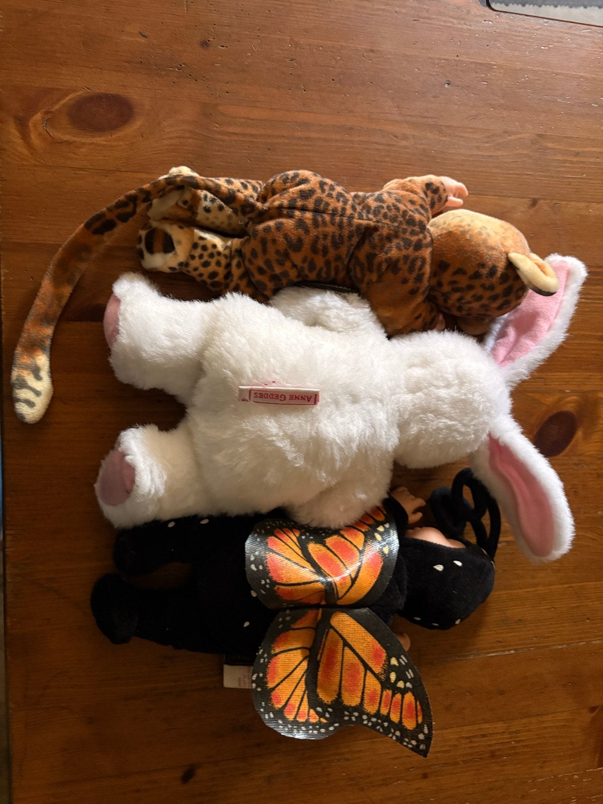 Set van 3 Anne Geddes poppetjes: Konijn, Aap en Vlinder, Ophalen of Verzenden, Gebruikt, Babypop