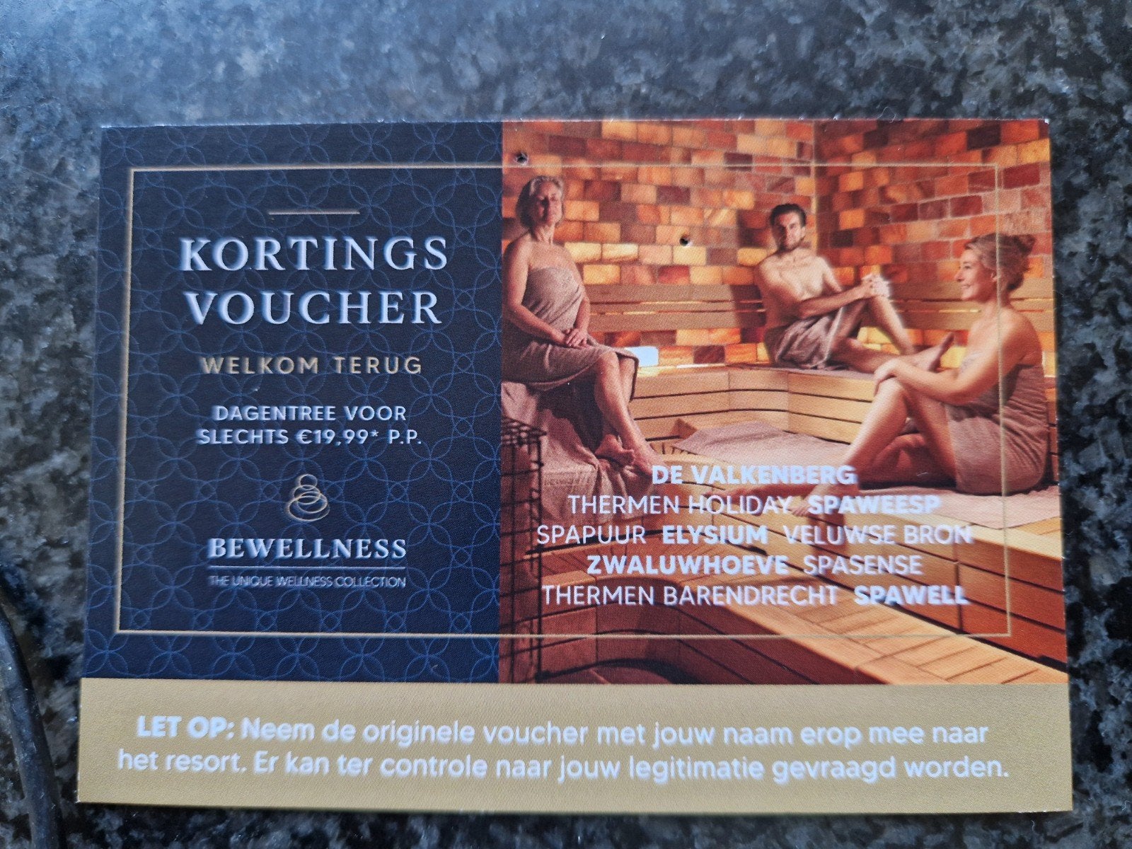 Kortingsvoucher voor 2personen, Bewellness sauna, Twee personen, Kortingsbon, Spa of Sauna