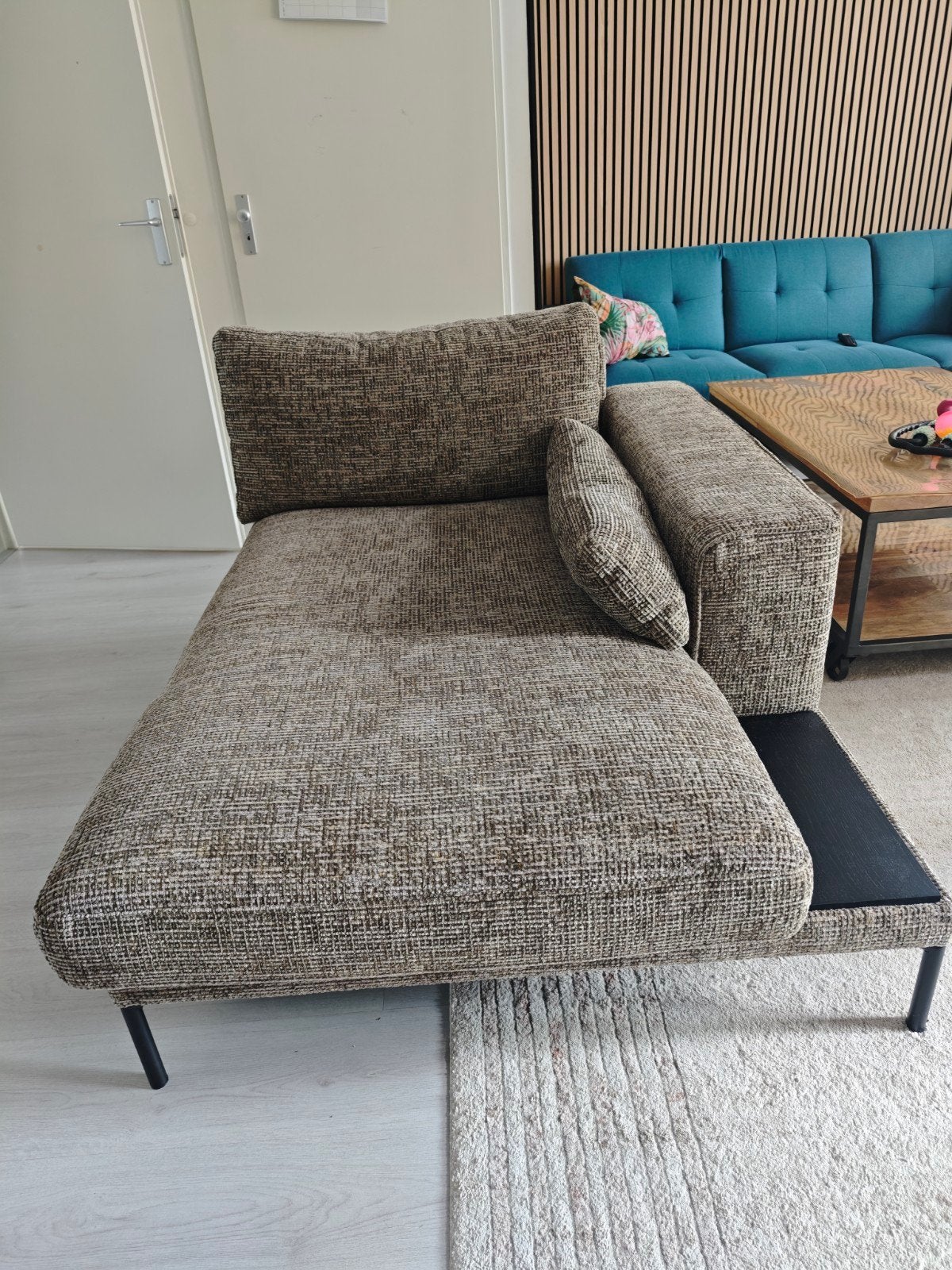 Riviera Maison Bowie Club Chaise Longue Tweed Sepia Bruin, Eenpersoons, Ophalen of Verzenden, 150 cm of meer, Landelijk, Modern, Comfortabel