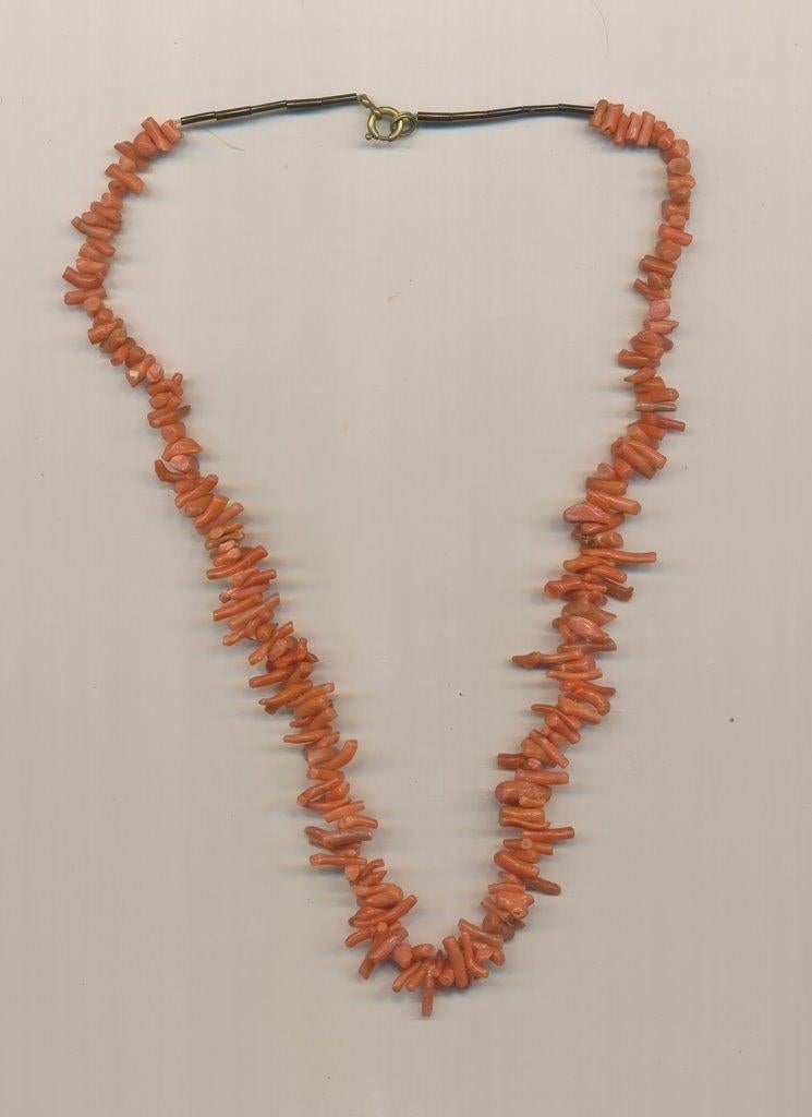 Antieke Bloedkoraal Ketting Takjesvorm, Verzenden, Overige materialen, Ketting