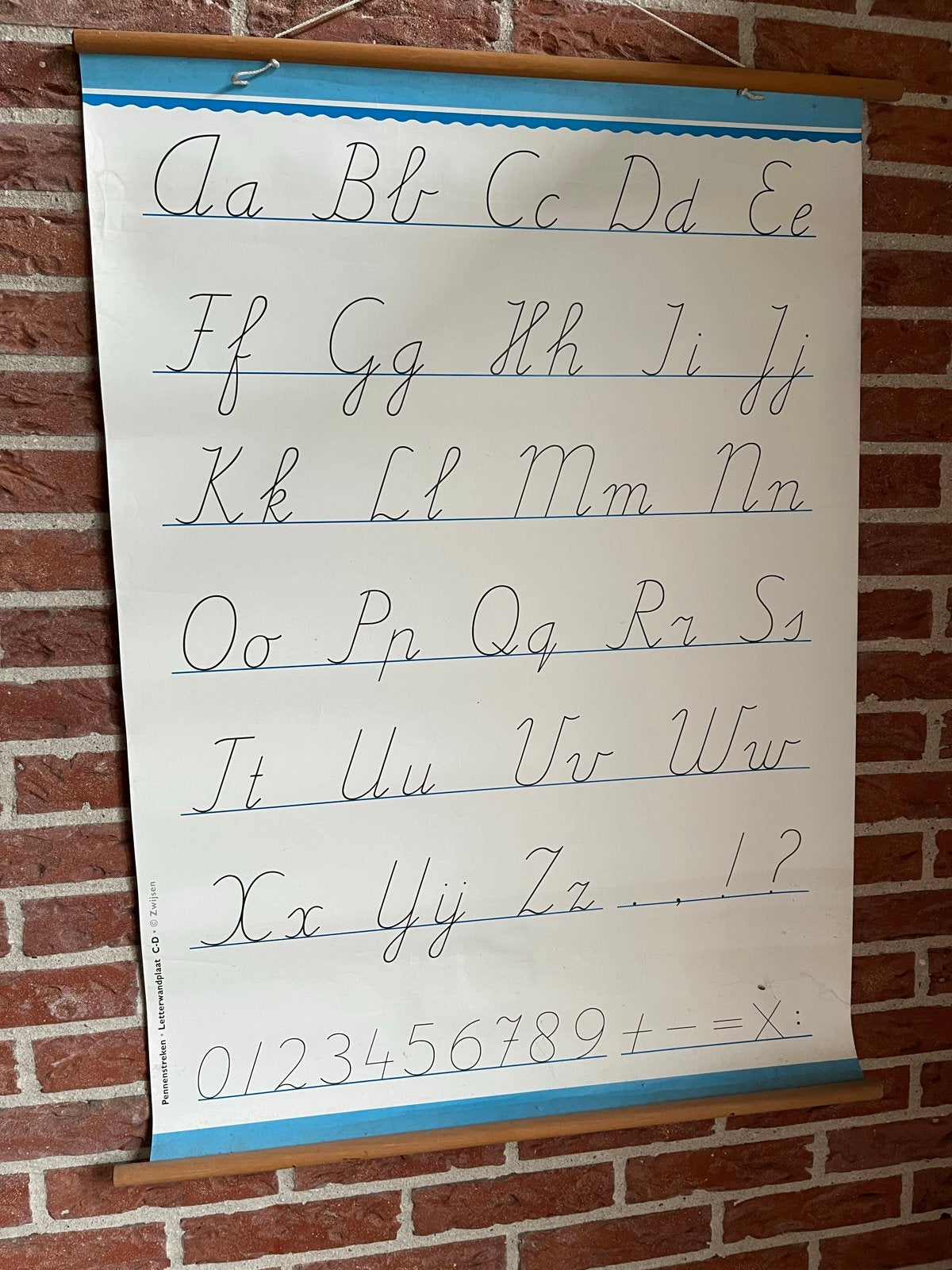 Vintage Schoolplaat: Alfabet en Cijfers (Schrijfschrift), Ophalen of Verzenden, Overige thema's