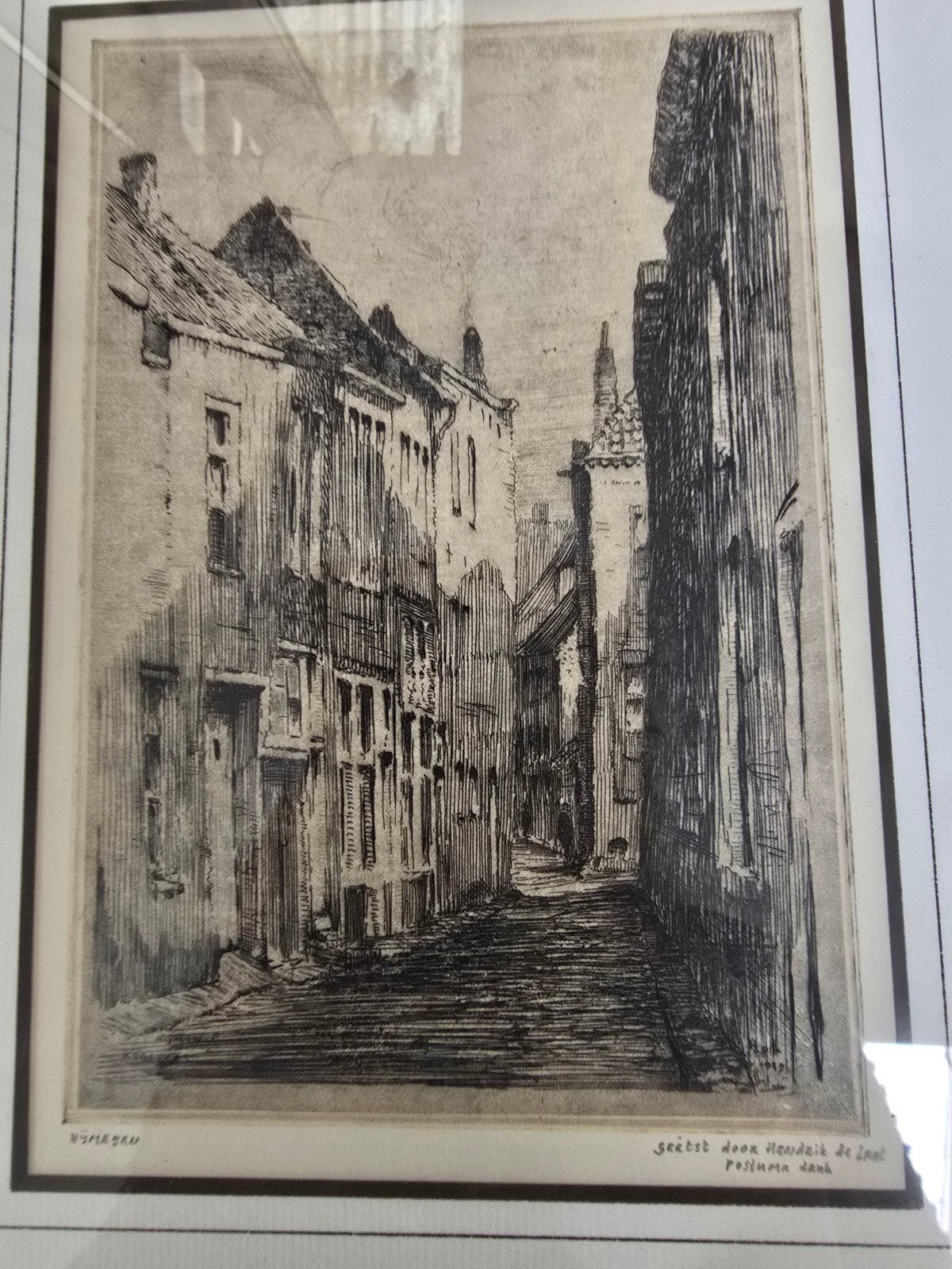 Ets Hendrik de Laat - Nijmegen Stadsgezicht, Antiek en Kunst, Ets, Stadsgezicht, Ophalen of Verzenden, Gesigneerd