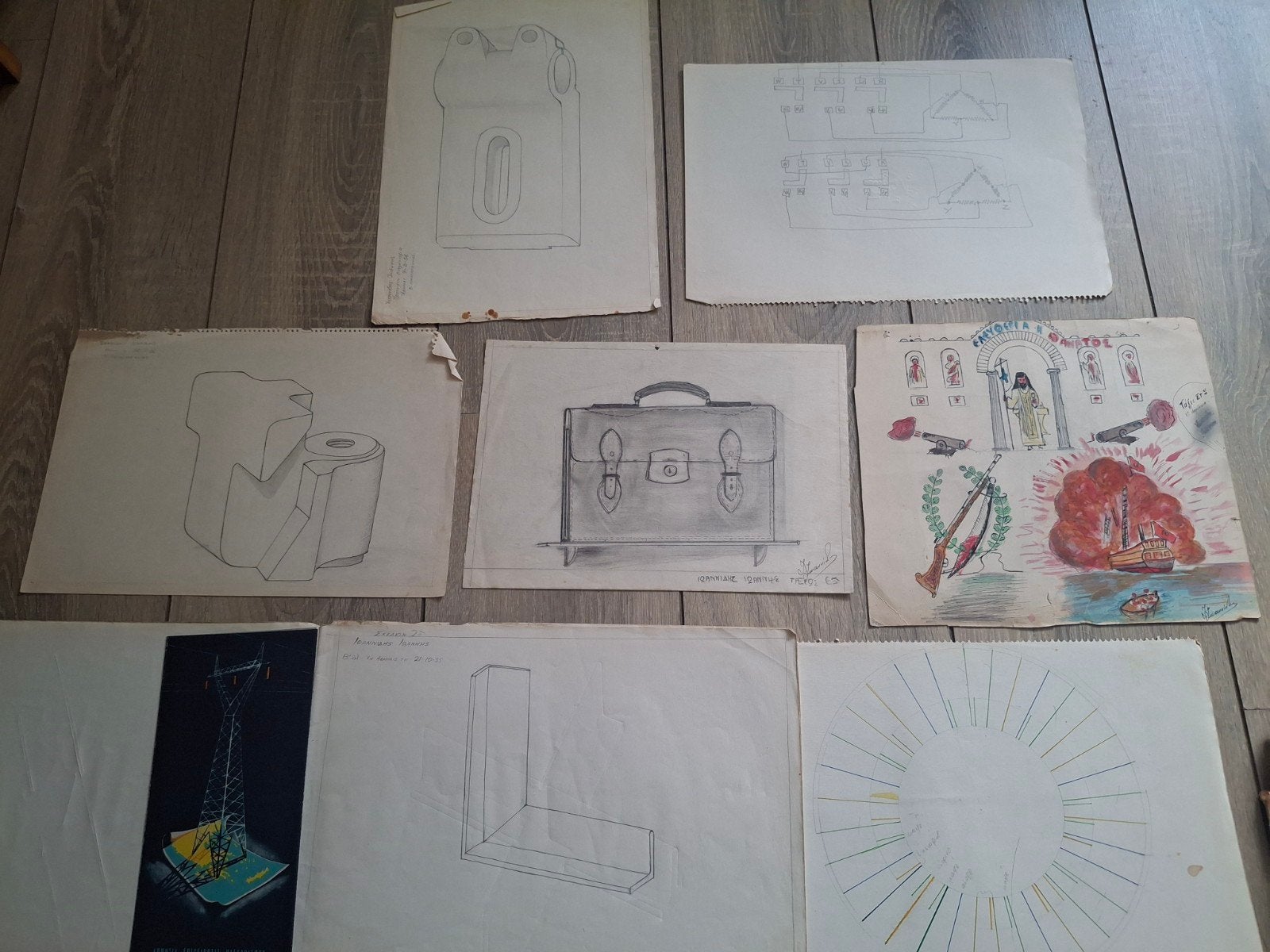 Vintage Griekse Tekeningen Schetsen Collectie  Jaren '50/'60, Ophalen of Verzenden