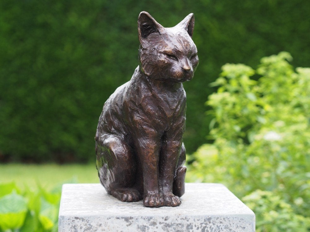 POES /BRONZEN BEELD / KAT, Tuin en Terras, Dierenbeeld, Nieuw, Info@huisentuindecoratiemarie.nl, Huis en tuin decoratie marie