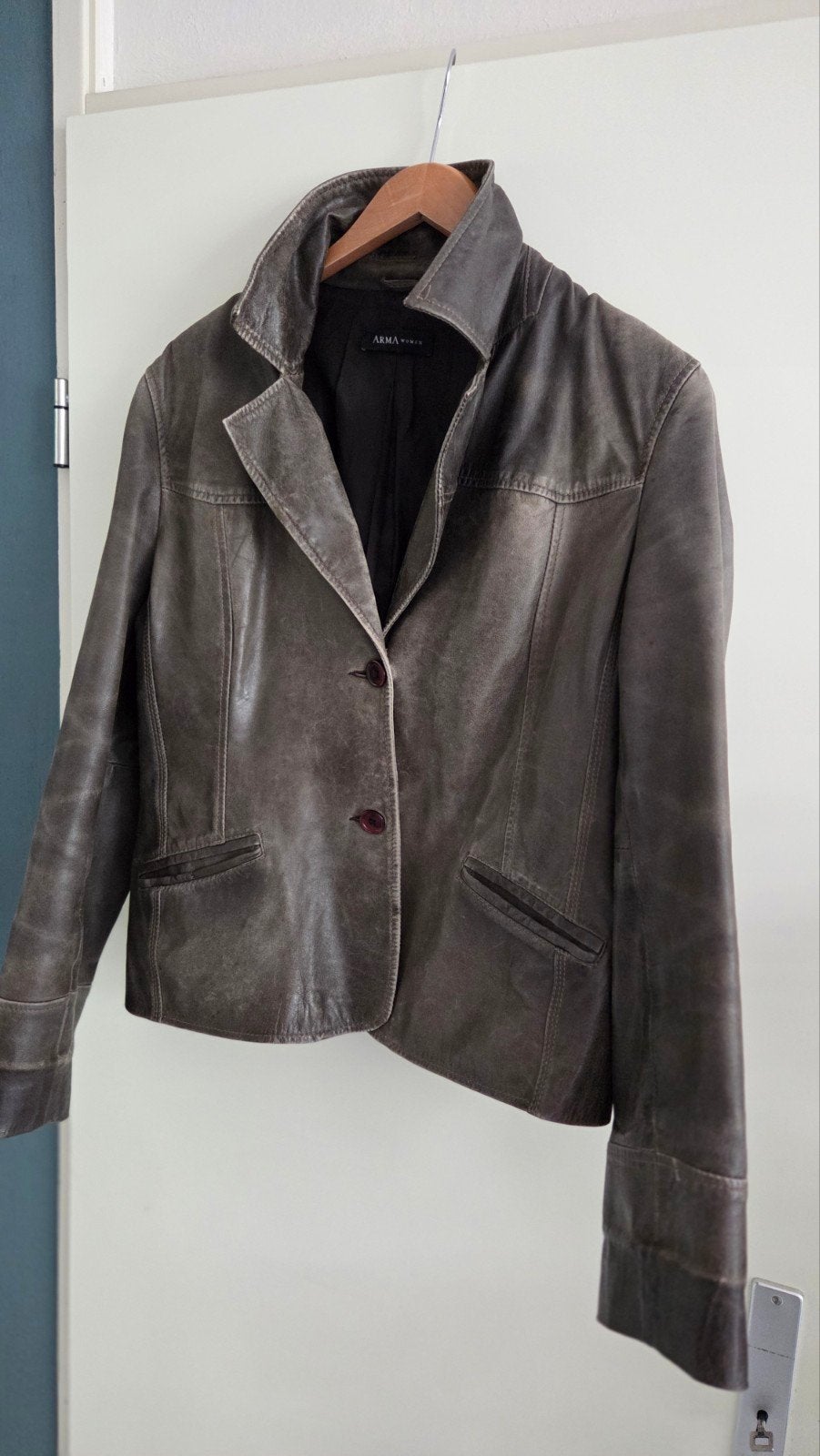 Stoere leren dames jas van Arma woman maat L is 40/ 42, Ophalen of Verzenden, Maat 42/44 (L)