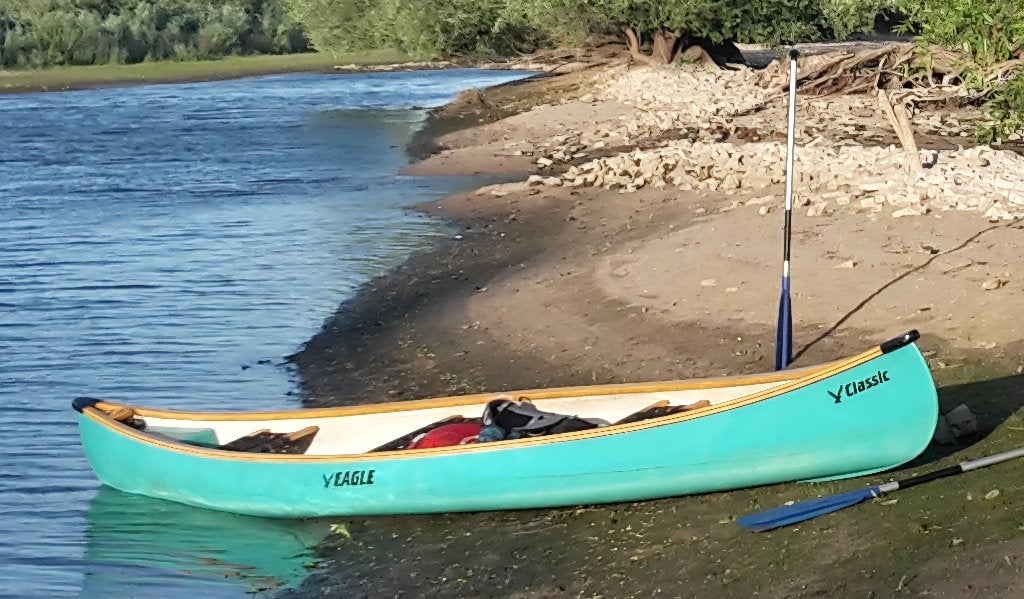 canadese kano, Eagle classic, 4 persoons, Watersport en Boten, Ophalen, Gebruikt, Canadese kano of Open kano, Met peddels