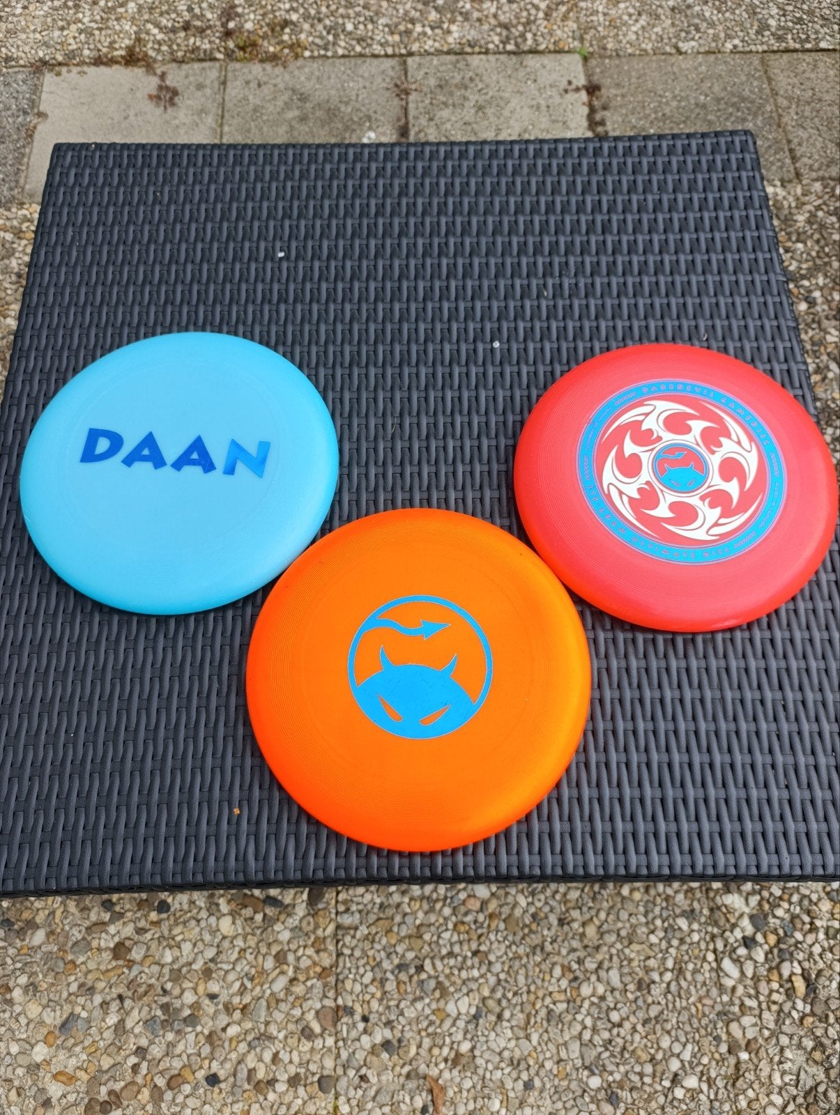3x Officiële Speel Frisbee | Devil Wing + Daan + Blauw | Set, Ophalen of Verzenden