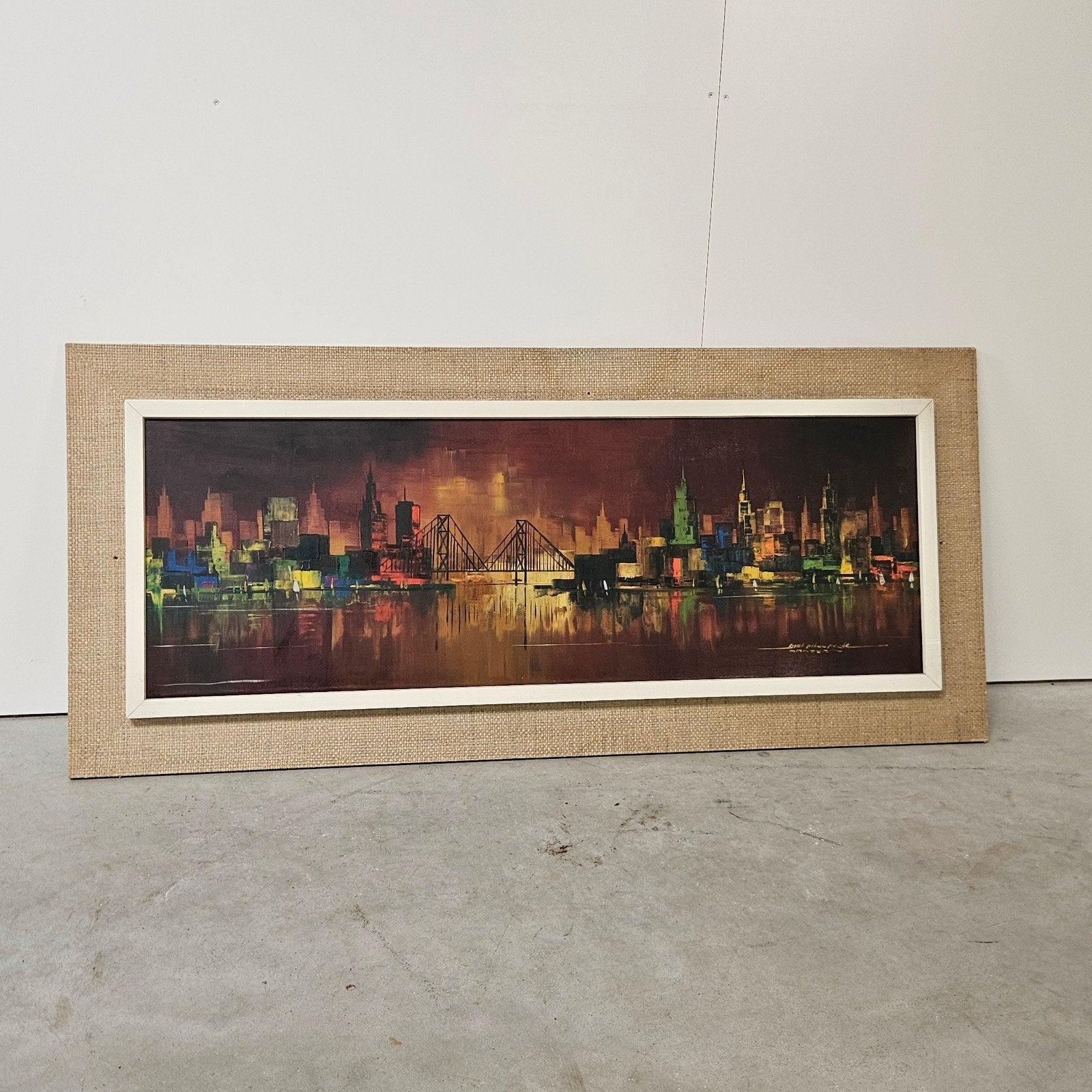 Vintage skyline schilderij, Antiek en Kunst, Kunst | Schilderijen | Abstract, Ophalen
