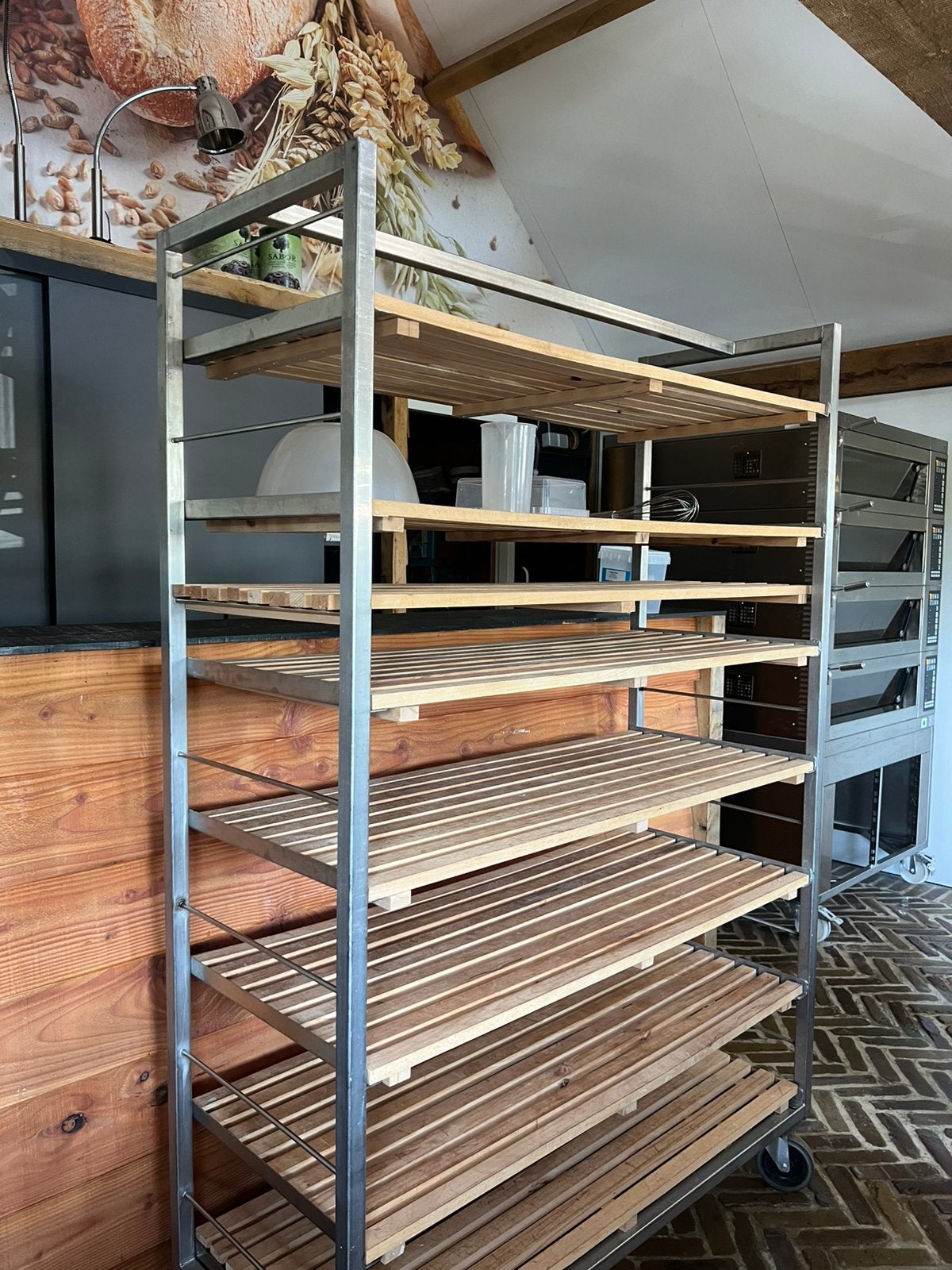 Bakkers broodrek op wielen 50dx127bx190h, Ophalen, Zo goed als nieuw