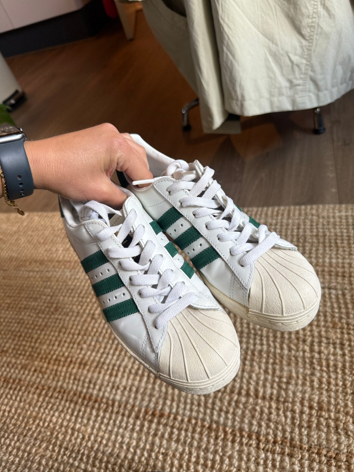 Adidas Superstar sneakers wit/groen, Wit, Ophalen of Verzenden, Sneakers of Gympen, Gedragen