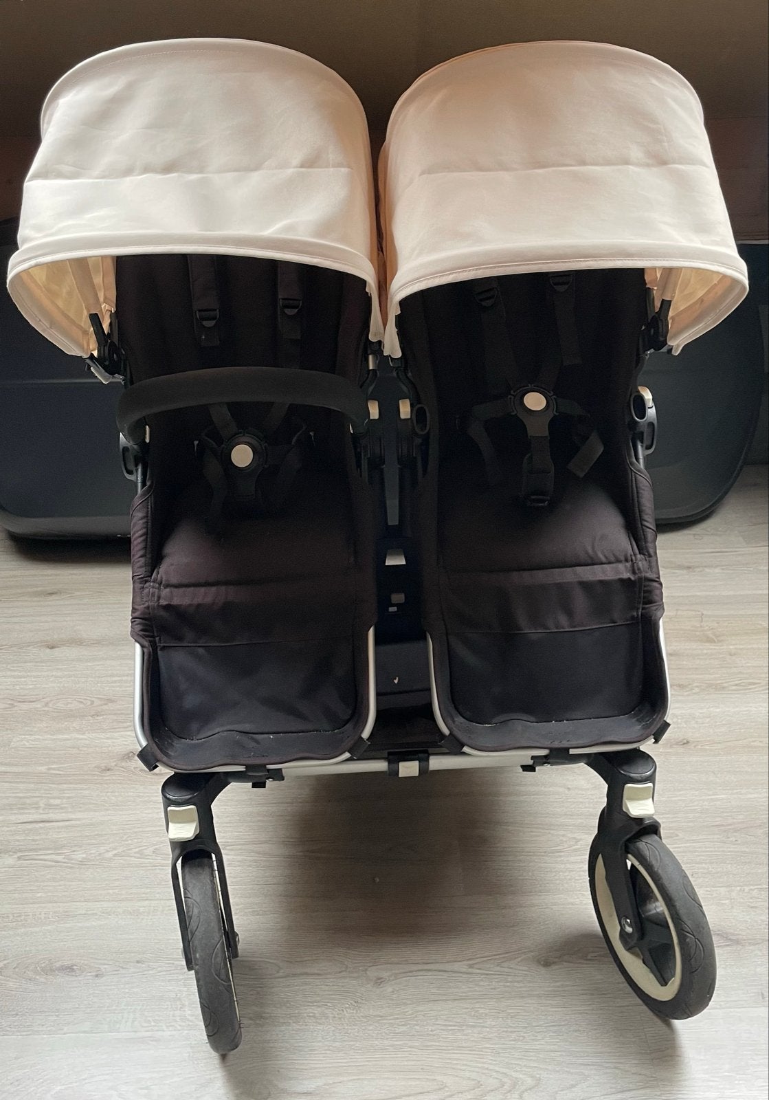 Bugaboo kinderwagen: enkel of duo, met wieg en accessoires, Ophalen, Gebruikt, Combiwagen, Duowagen