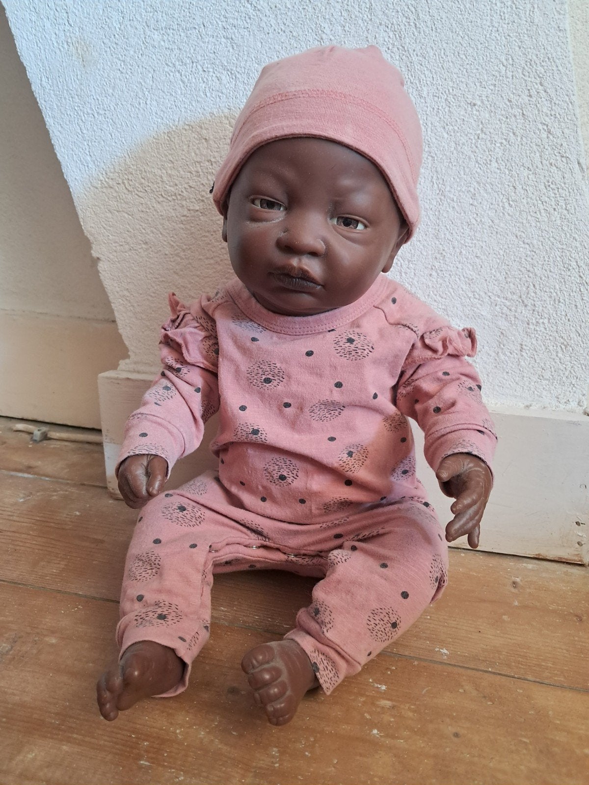 babypop meidje met roze pakje, Ophalen of Verzenden, Zo goed als nieuw, Pop