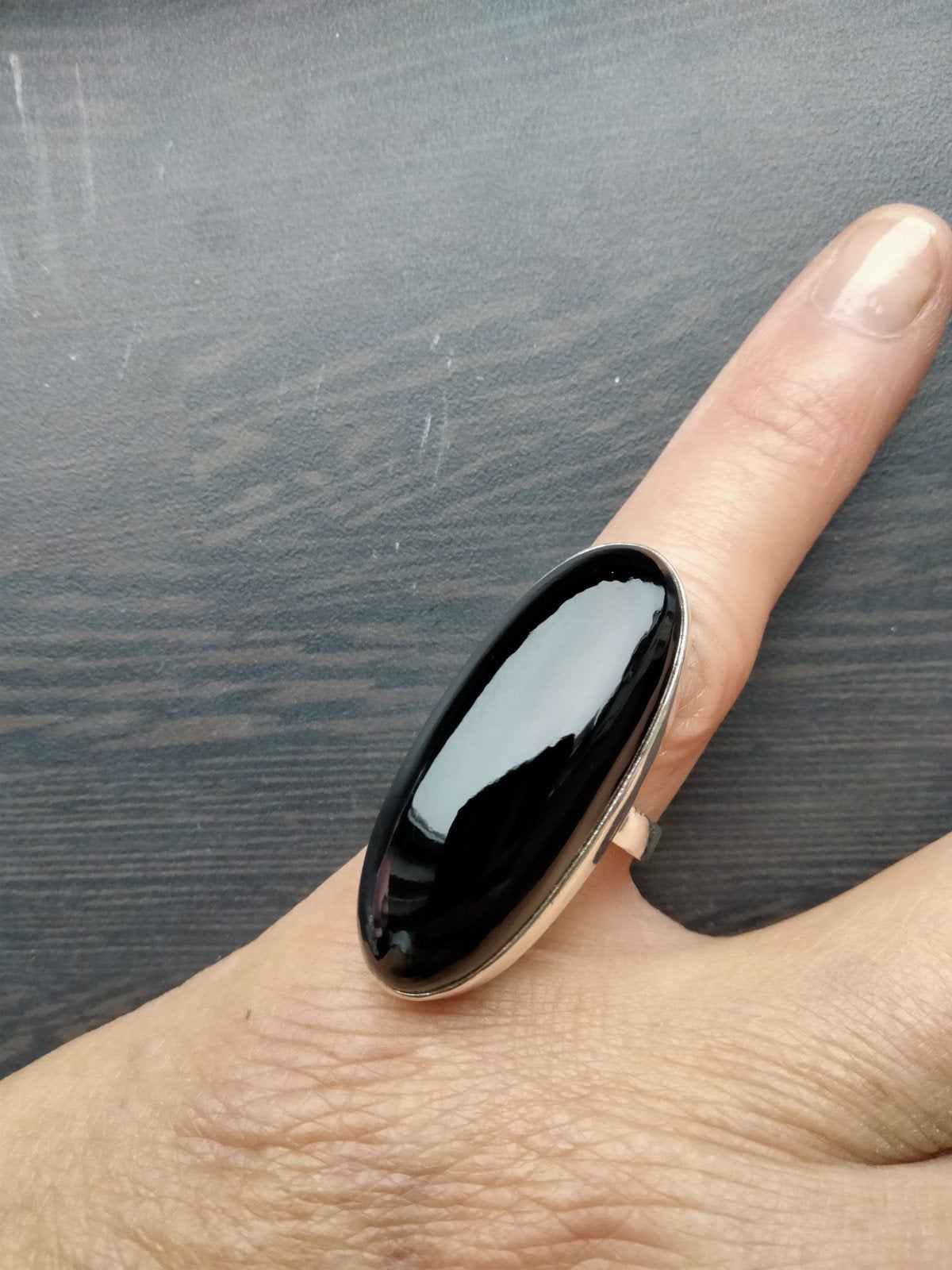 Onyx ring maat 17,5, Verzenden, Zwart, Nieuw, 17 tot 18