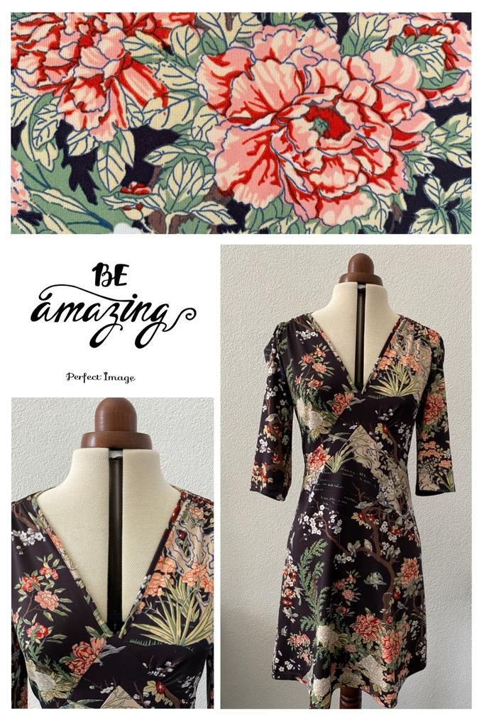 King Louie 60s / 70s bloemenjurk strikceintuur-M🌺nieuwstaat, Maat 38/40 (M), Overige kleuren, Ophalen of Verzenden, Zo goed als nieuw