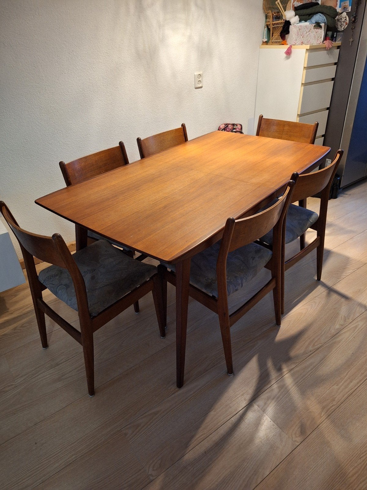 Vintage Teak Eetkamerset - Webe Meubelen (Tafel + 6 Stoelen), Ophalen