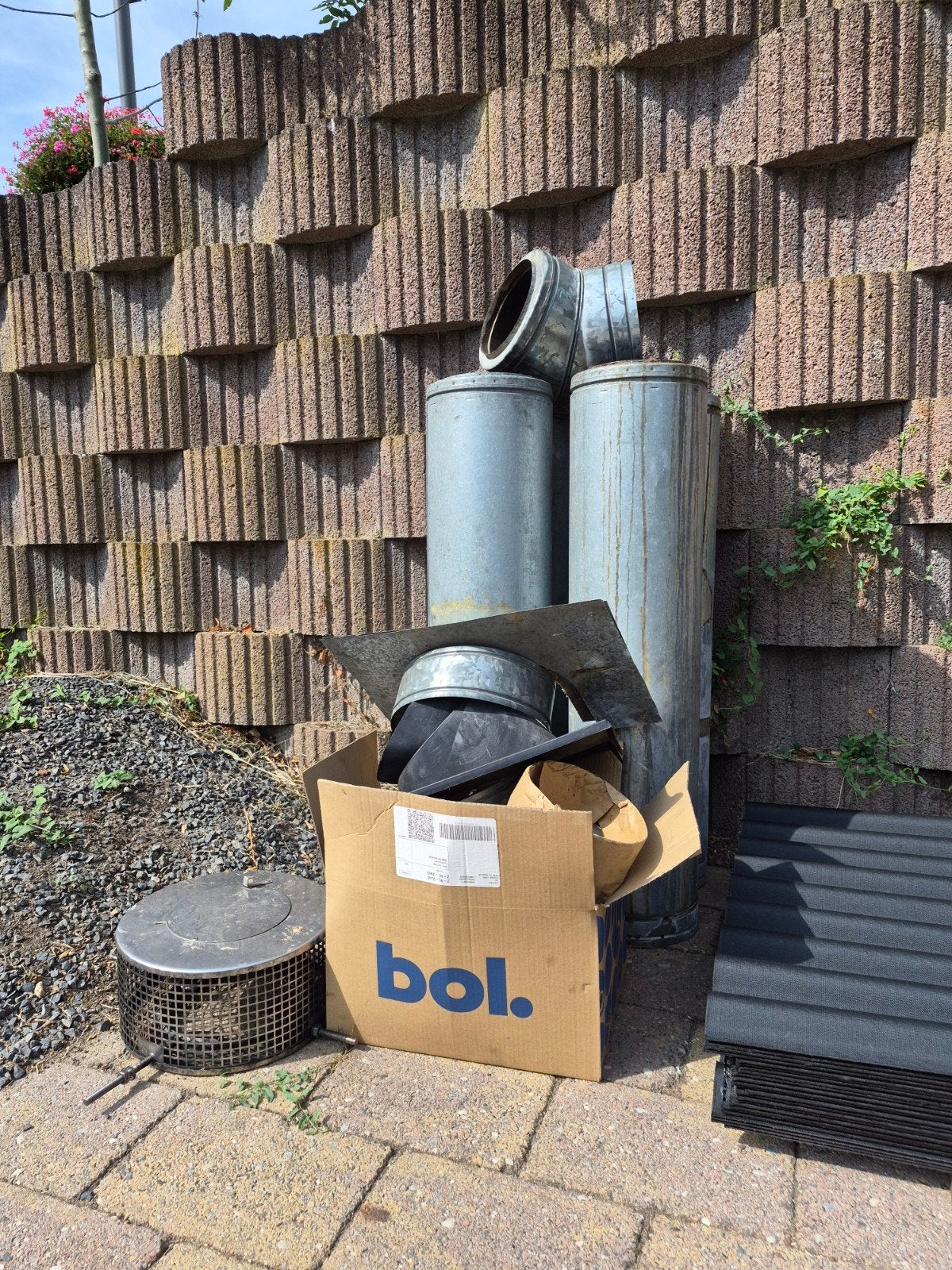 Dubbelwandige kachelpijpen met aansluitstukken, Huis en Inrichting, Gebruikt, Houtkachel, Ophalen of Verzenden, Inbouw