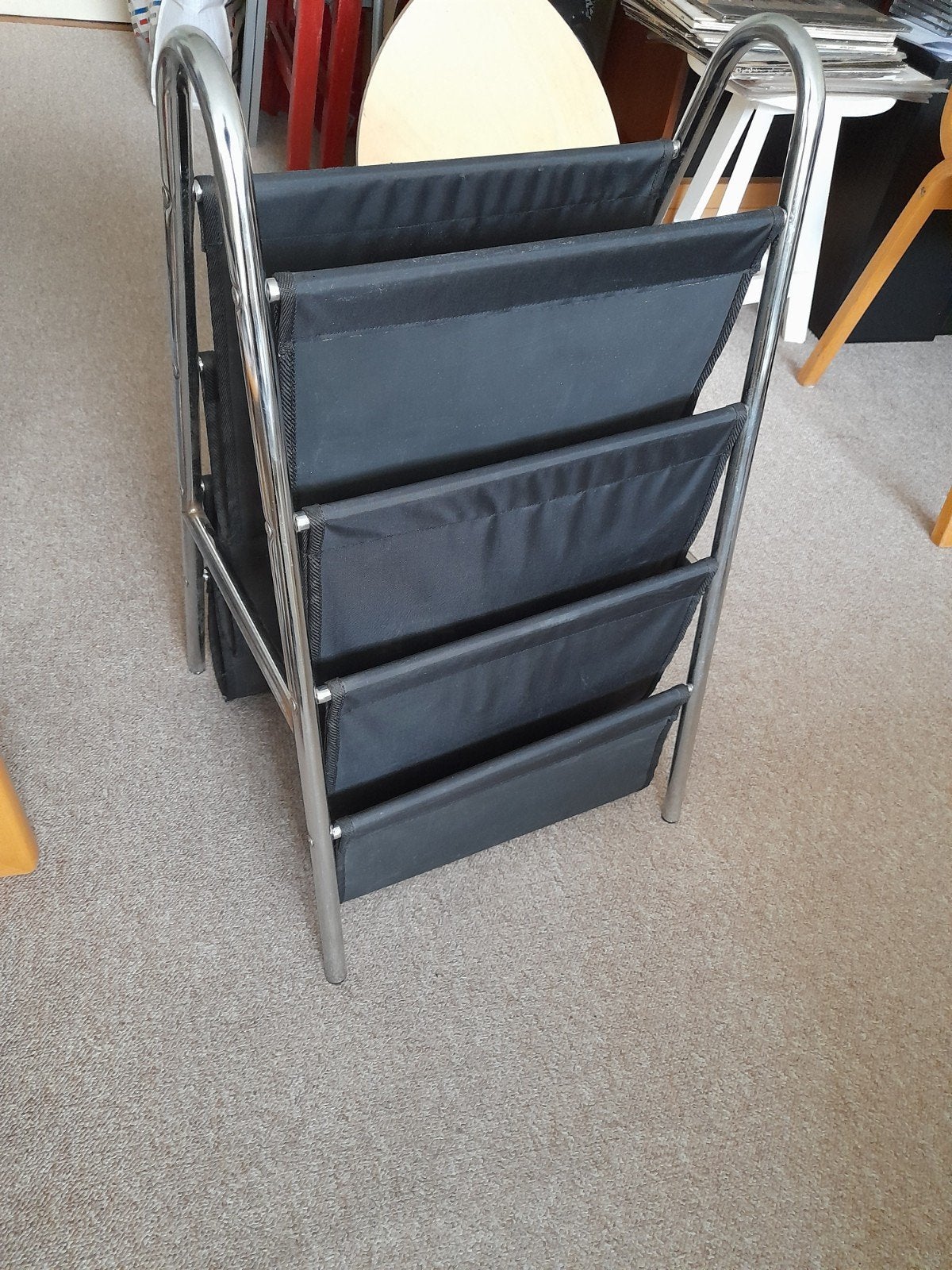 Lektuurrek magazine houder chroom retro vintage, Huis en Inrichting, Ophalen, Meerdere vakken, Metaal, Zo goed als nieuw