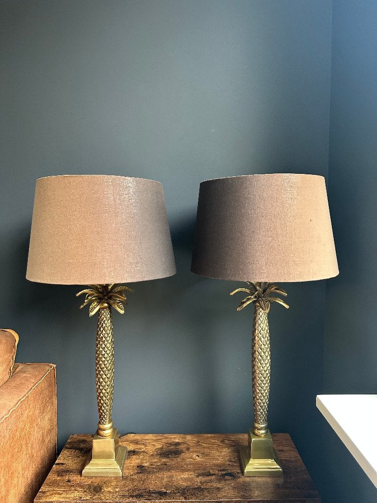 Set van 2 gouden tafellampen met palmboom, Ophalen, Zo goed als nieuw, Overige typen, 82 cm