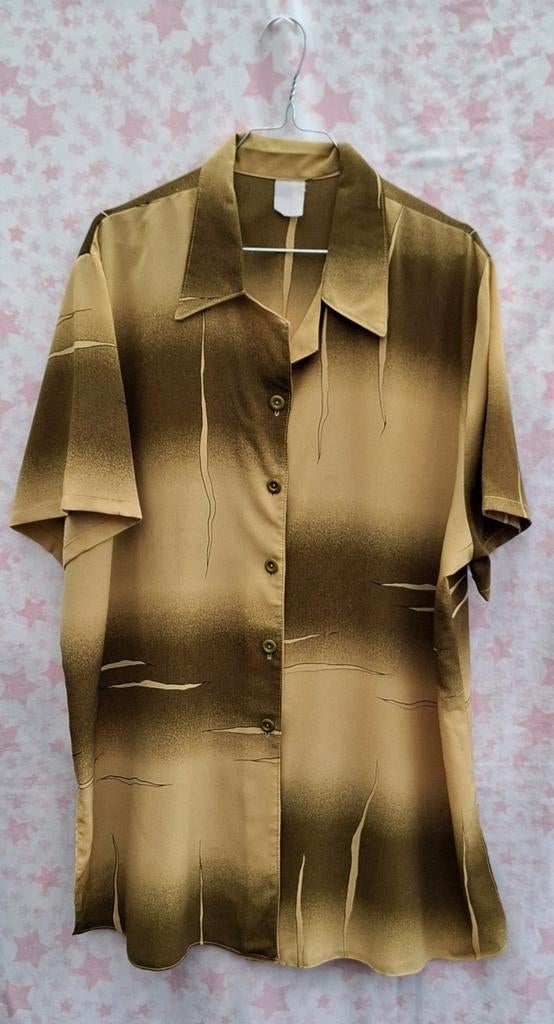Vintage blouse, maat 44/46 - XXL/XXXL - groentinten - 90's, Maat 46/48 (XL) of groter, Onbekend, Ophalen of Verzenden, Vintage