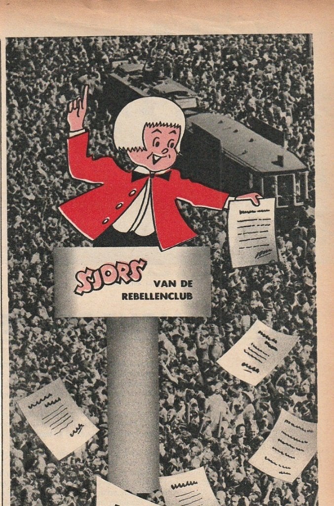 retro reclame 1960 Sjors Rebellenclub hoog bovenuit, Verzenden, Overige typen