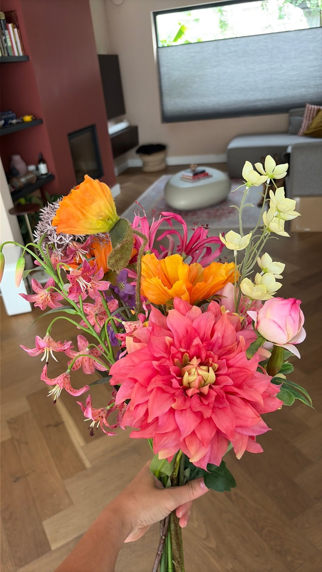 Prachtig Boeket Kunstbloemen - Diverse Kleuren, Huis en Inrichting, Woonaccessoires | Kunstplanten en Kunstbloemen, Ophalen, Binnen