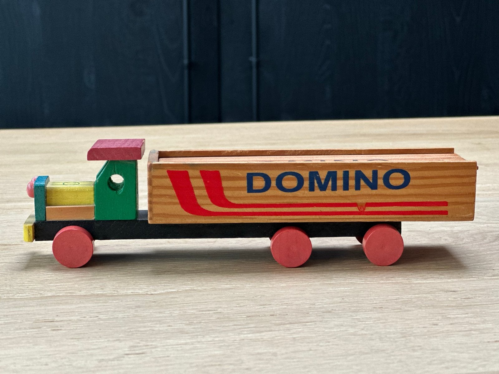 Houten Domino Vrachtwagen met Spel jaren ‘70, Ophalen of Verzenden, Gebruikt