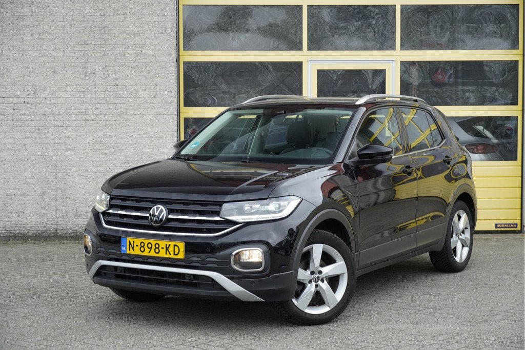 Volkswagen T-Cross 1.0 TSI Automaat! Style BJ2021 Lmv 17" |, T-Cross, Gebruikt, Leder en Stof, Zwart