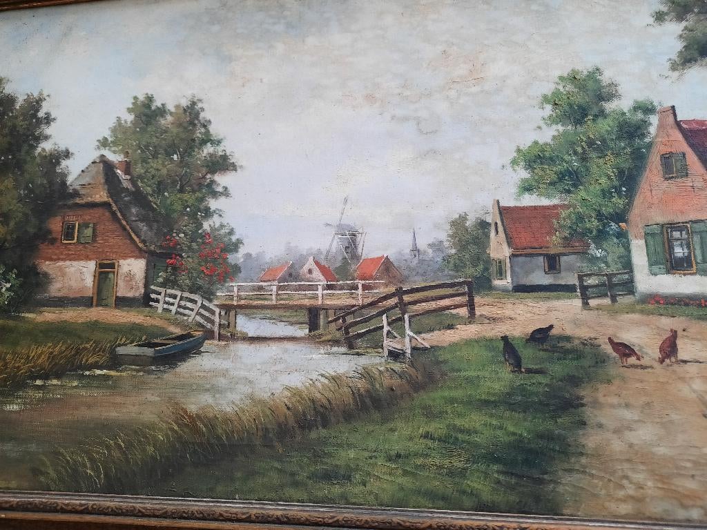 Schilderij oliedoek boederij, Ophalen