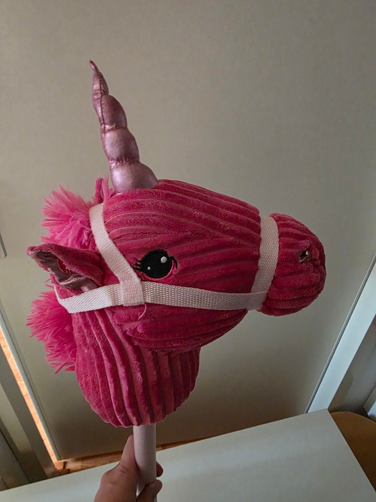 Roze eenhoorn stokpaard, Kinderen en Baby's, Speelgoed | Overig, Ophalen, Meisje