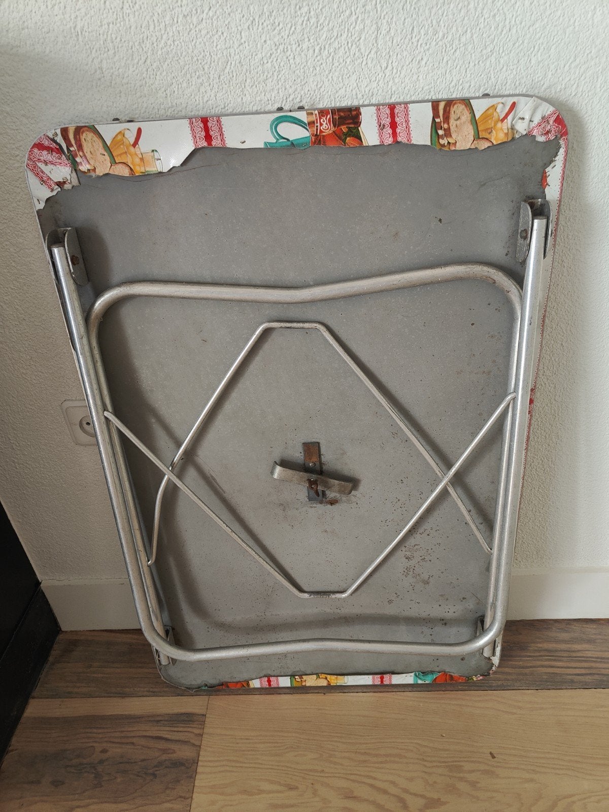 Vintage Opvouwbare Campingtafel met Fruitprint, Caravans en Kamperen, Ophalen, Gebruikt, Campingtafel