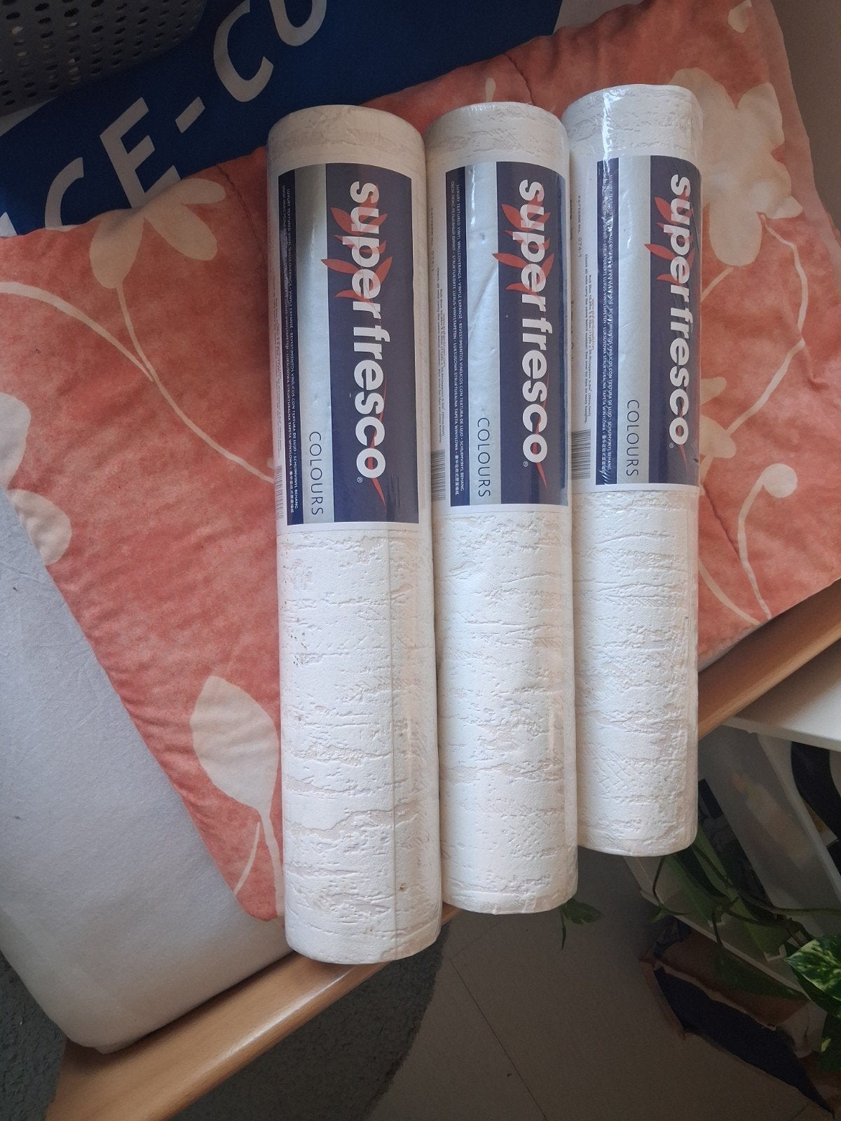 3 Nieuwe rollen Superfresco Colours vinylbehang, Overige merken, Wit, Structuur, Ophalen of Verzenden