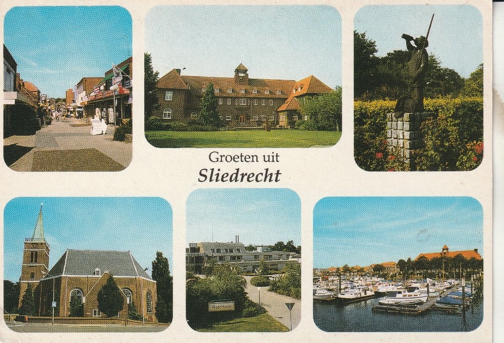 Groeten uit Sliedrecht - Vintage Ansichtkaart, Ophalen of Verzenden, 1960 tot 1980, Ongelopen, Zuid-Holland
