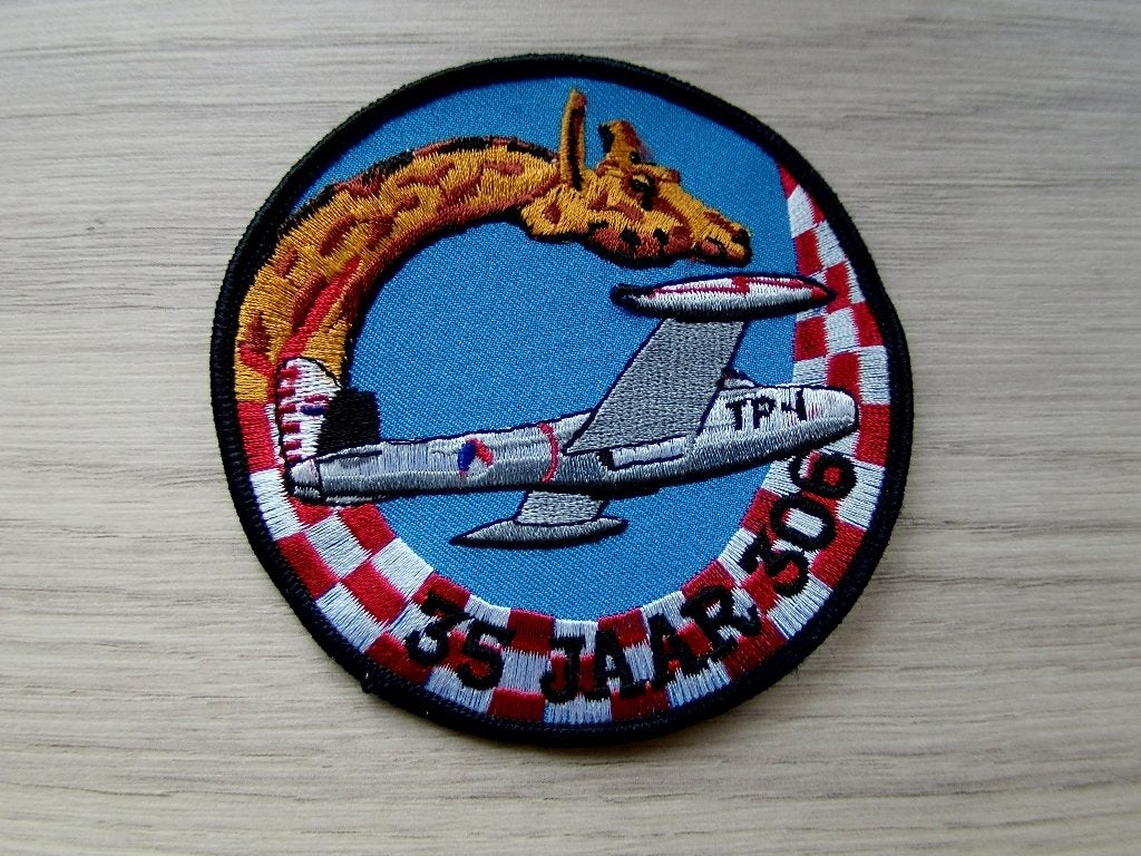 Patch RNLAF 35 jaar 306 Squadron Republic F-84G Thunderjet, Verzenden, Luchtmacht, Nederland, Embleem of Badge