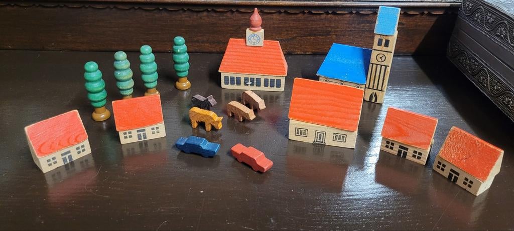 vintage Erzgebirge houten speelgoeddorpsset, Ophalen of Verzenden, Zo goed als nieuw