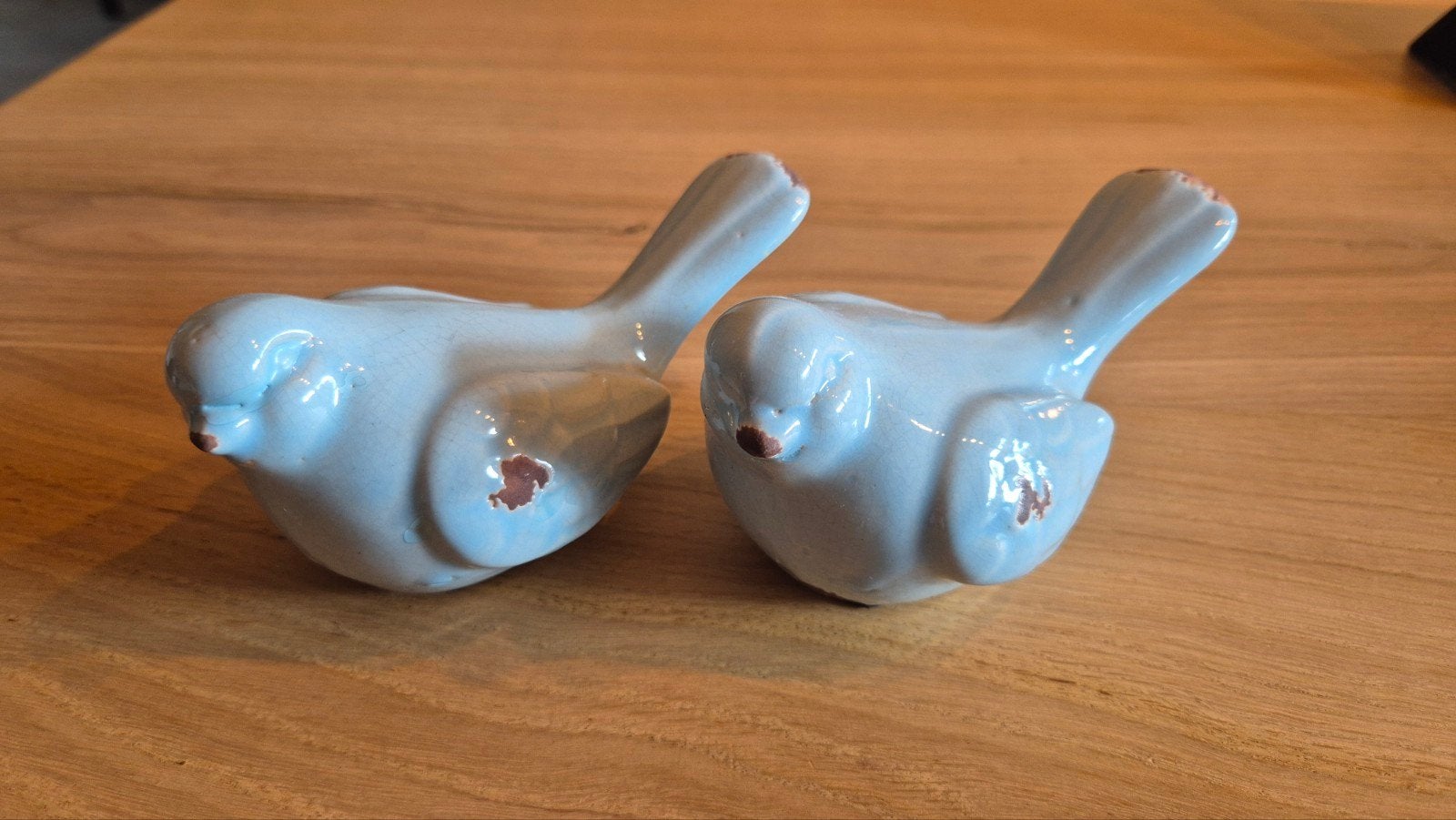 Set van 2 decoratieve keramische vogels, Ophalen, Brocante, Blauw, Zo goed als nieuw