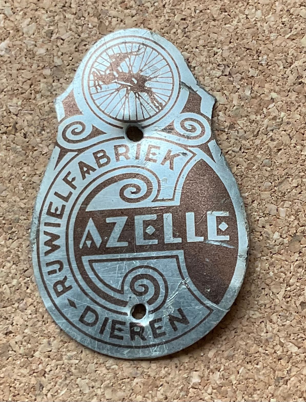 Fiets Balhoofdplaatje - RIJWIELFABRIEK GAZELLE DIEREN bruin., Ophalen of Verzenden, Gebruikt, Overige typen