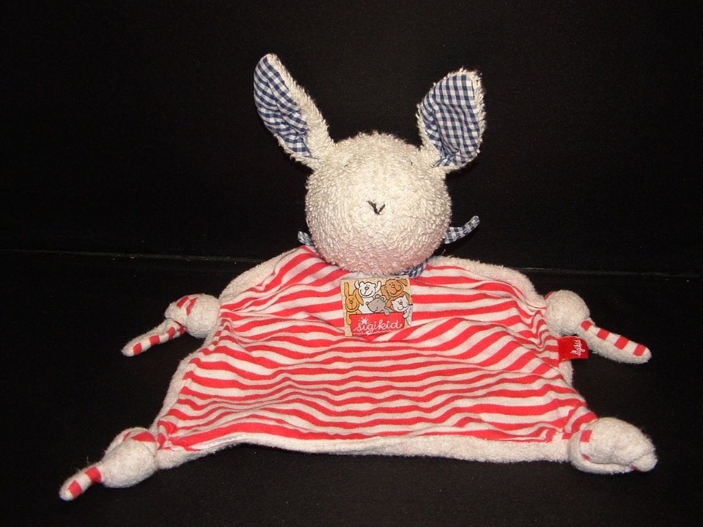SIGIKID KONIJN KNUFFELDOEK BADSTOF WIT MET ROOD/, Ophalen of Verzenden, Nieuw, Overige typen