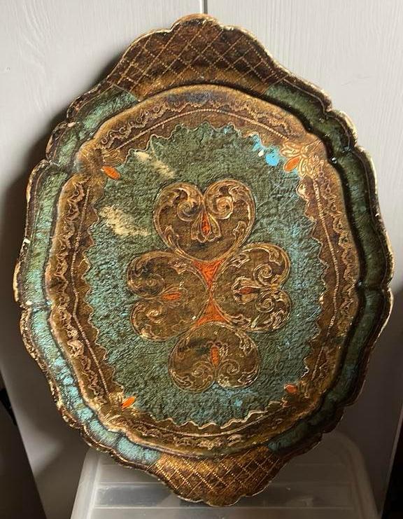 Dienblad vintage brocante, Ophalen of Verzenden, Zo goed als nieuw, Rechthoekig, Hout