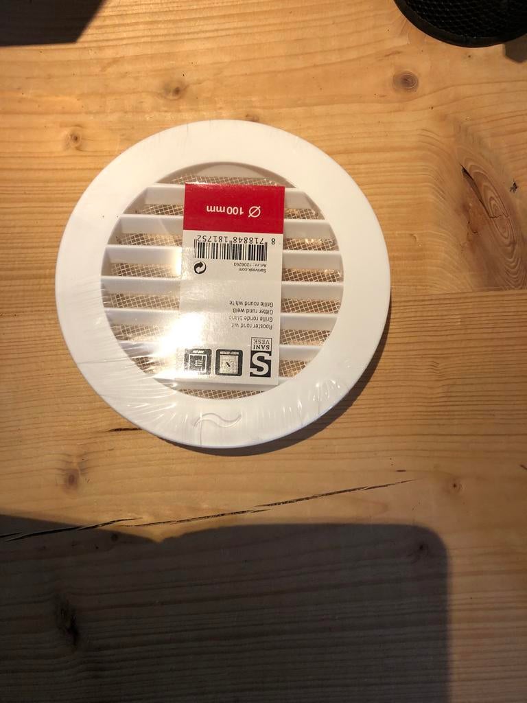 Wit rond rooster 100 mm, Ophalen, Nieuw, Ventilator