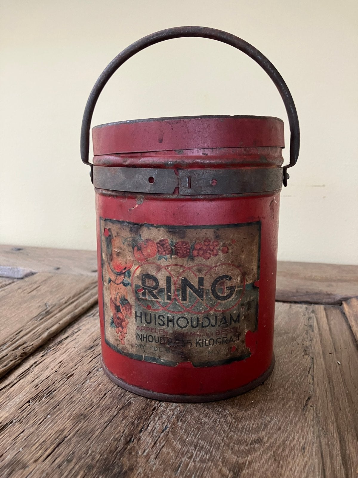 Vintage blik "Ring Huishoudjam", mij. De Betuwe Tiel", Ophalen of Verzenden