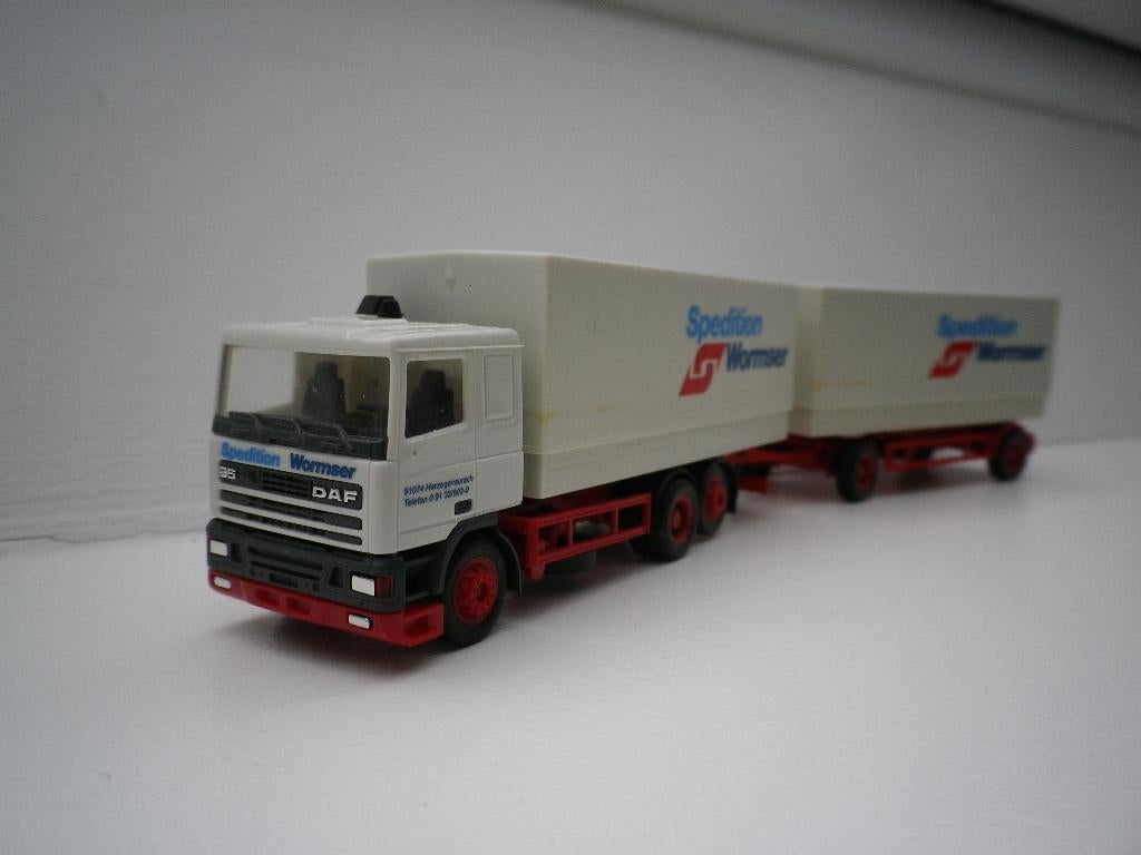 Herpa DAF 95 3+2 huifcombi Wormser., Ophalen of Verzenden, Gebruikt, Bus of Vrachtwagen, Herpa