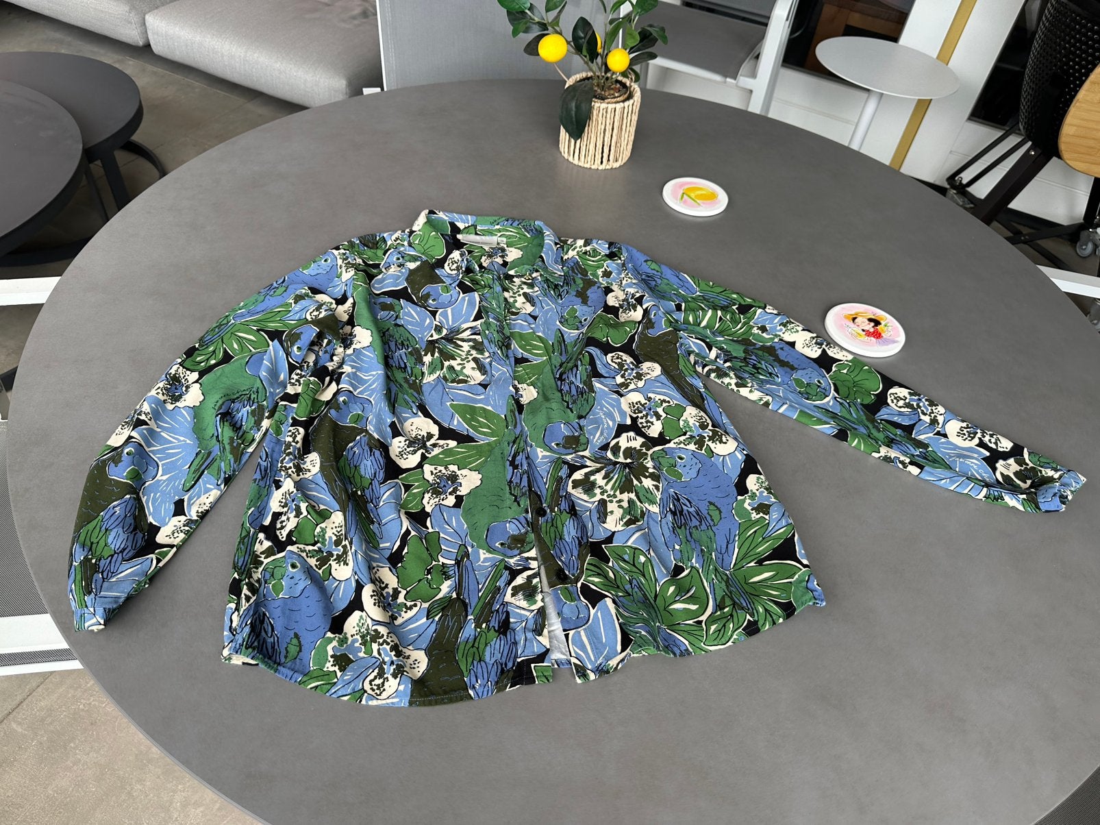 Blauw/groene Fabienne Chapot bouse, maat 42 oversized, Maat 42/44 (L), Zo goed als nieuw, Fabienne Chapot, Meerkleurig